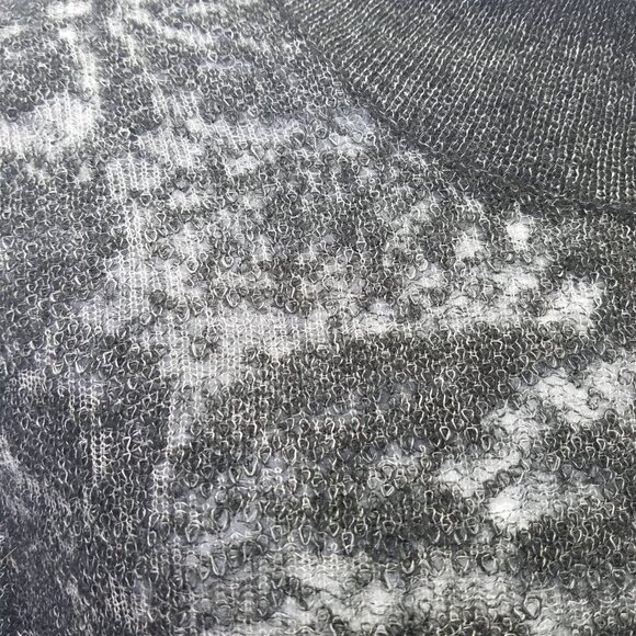 Anthropologie Sweater Lrg Hanna Lace Merino Wool Mock Neck Charcoal Ruffle Sheer - Picture 7 of 15